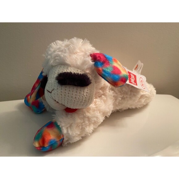 Lamb Chop Plush Dog Toy 10" Rainbow Large Multipet Squeaky - Picture 1 of 3